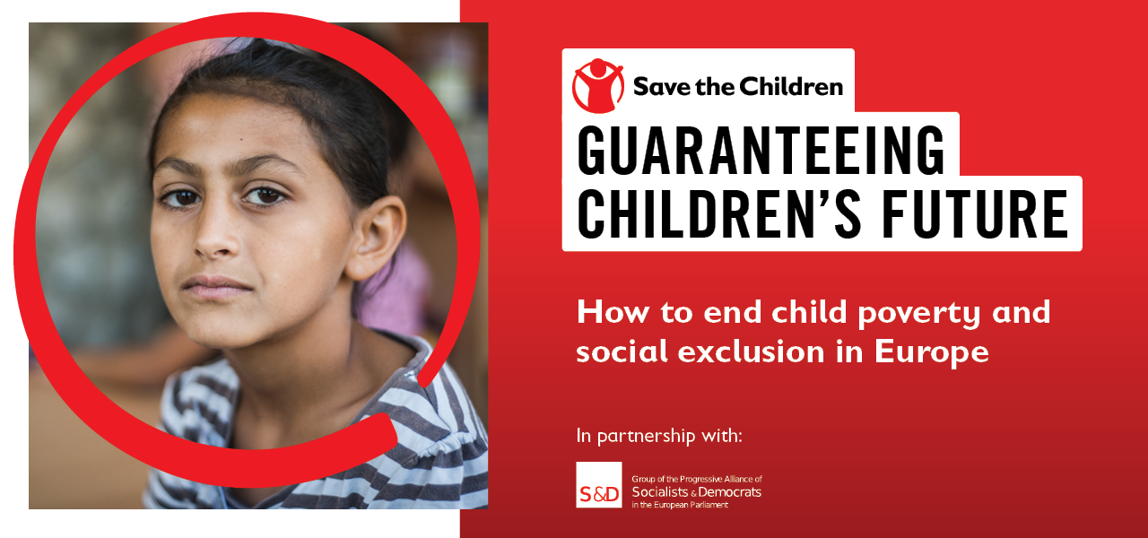 Event banner entitled “Guaranteeing Children’s Future – How to End Child Poverty and Social Exclusion in Europe” detailing the date & time of the event