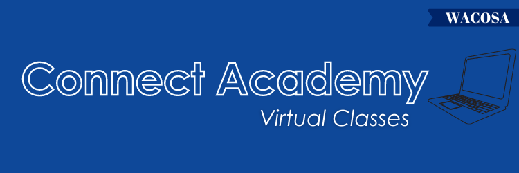 Title: WACOSA Connect Academy Virtual Classes.  Image of a laptop computer
